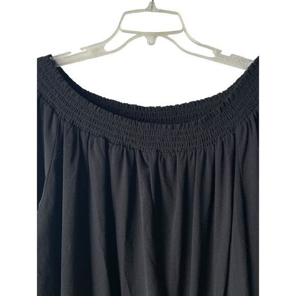 Michael Kors Top Blouse Sz 2X Off the Shoulder Neckline Long Sleeve Flowy Black - Picture 2 of 6